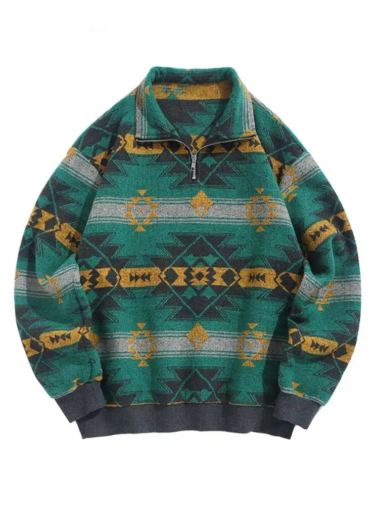 Azteekse Jacquard Coltrui Sweatshirt