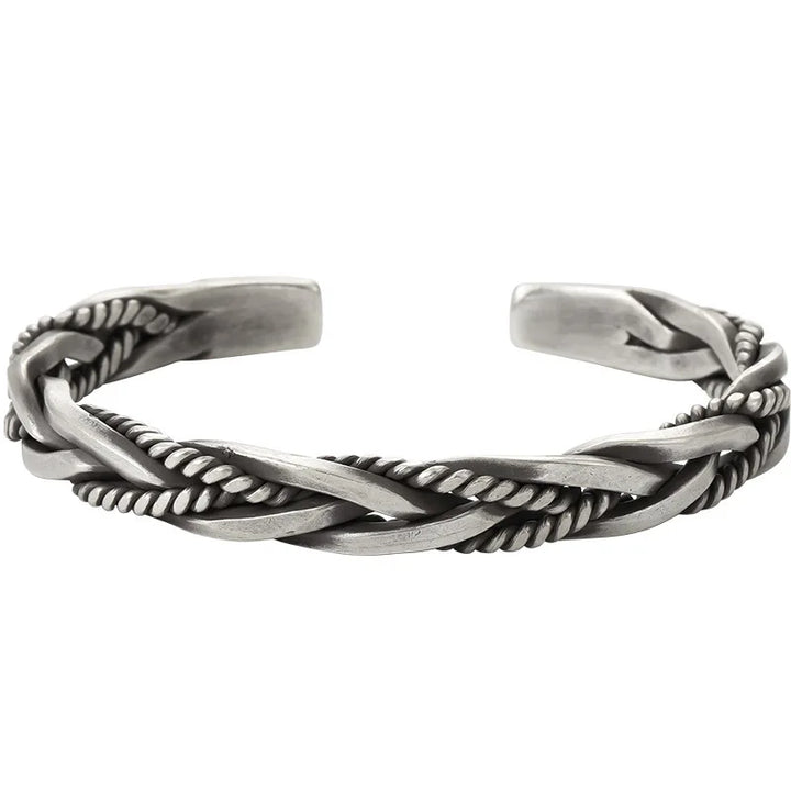 Gedraaide sterling zilveren armband met touw detail