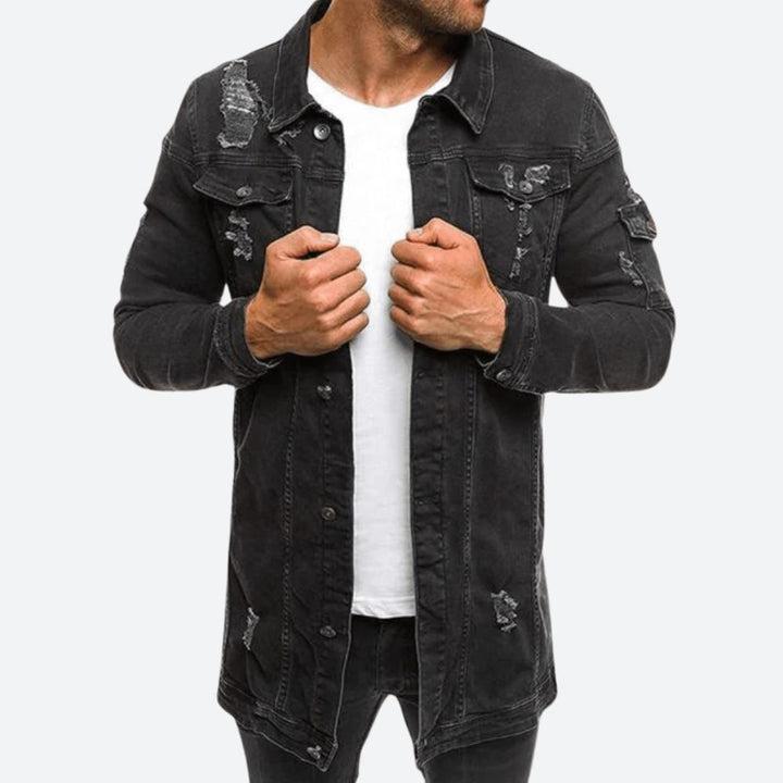 Heren - Halflang Spijkerjack - Gescheurd Denim - Trendy Casual Look voor een Modebewuste Stijl