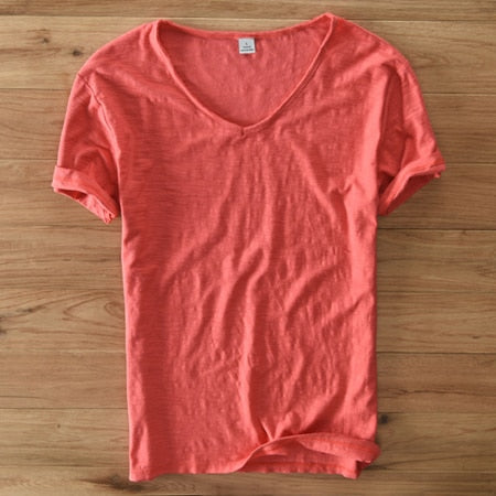 Heren - Shirt met V-hals - Linnen Katoenmix - Stijlvolle Vrijetijdskleding voor Comfort en Klasse