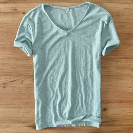 Heren - Shirt met V-hals - Linnen Katoenmix - Stijlvolle Vrijetijdskleding voor Comfort en Klasse