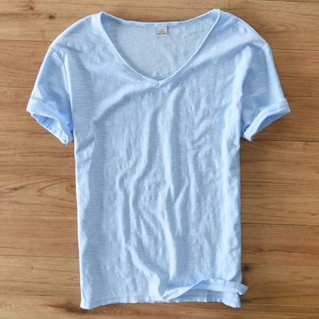 Heren - Shirt met V-hals - Linnen Katoenmix - Stijlvolle Vrijetijdskleding voor Comfort en Klasse