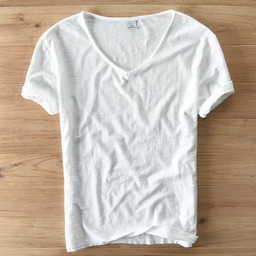 Heren - Shirt met V-hals - Linnen Katoenmix - Stijlvolle Vrijetijdskleding voor Comfort en Klasse
