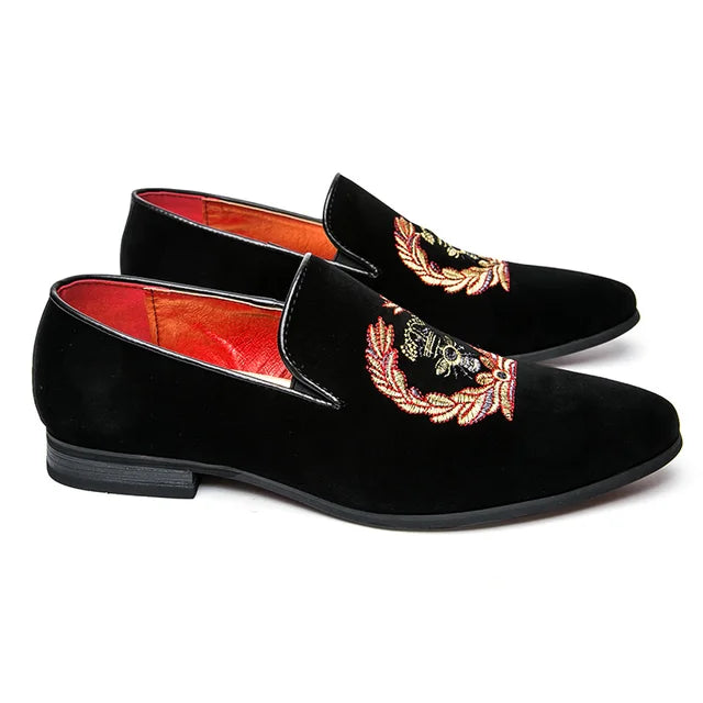 Stafford - Velvet Loafers with Embroidered Coat of Arms