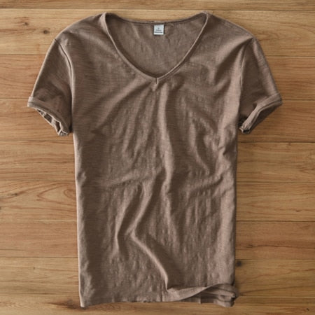Heren - Shirt met V-hals - Linnen Katoenmix - Stijlvolle Vrijetijdskleding voor Comfort en Klasse