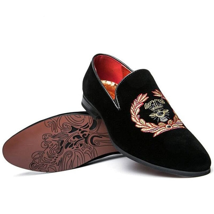 Stafford - Velvet Loafers with Embroidered Coat of Arms