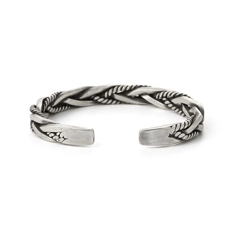 Gedraaide sterling zilveren armband met touw detail