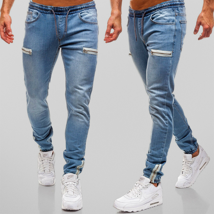 Denim joggingbroek met ritssluiting