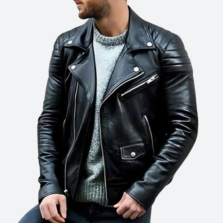 Heren - Bikerjack - Leren - Stoer leren bikerjack voor de moderne man met een edgy stijl