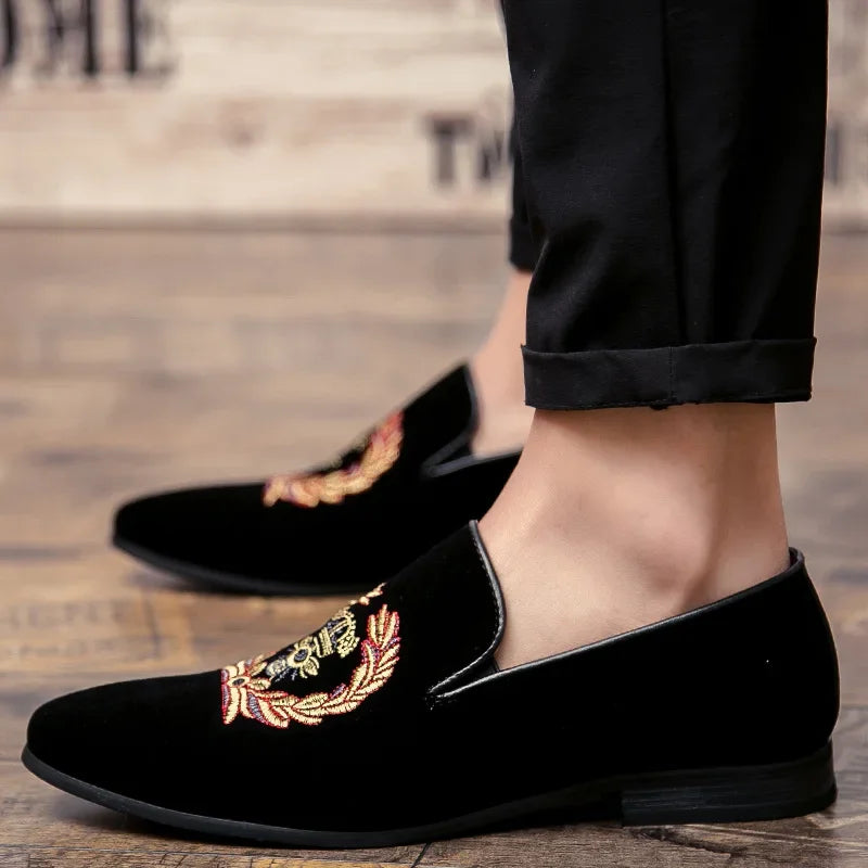 Stafford - Velvet Loafers with Embroidered Coat of Arms