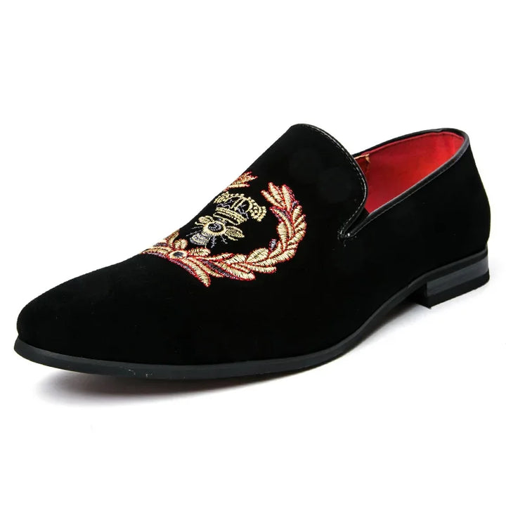 Stafford - Velvet Loafers with Embroidered Coat of Arms