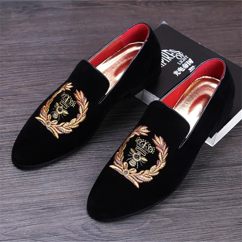 Stafford - Velvet Loafers with Embroidered Coat of Arms