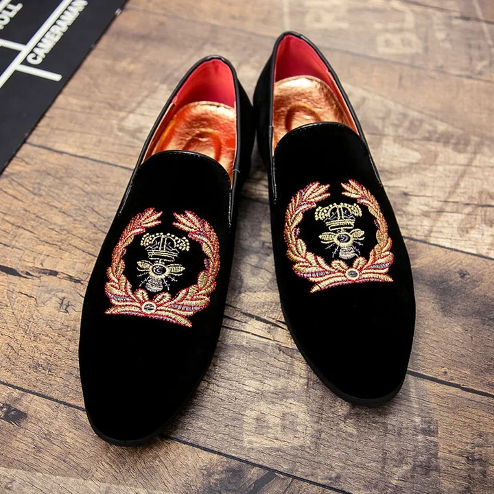 Stafford - Velvet Loafers with Embroidered Coat of Arms