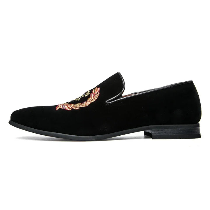 Stafford - Velvet Loafers with Embroidered Coat of Arms