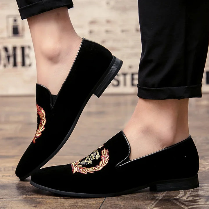 Stafford - Velvet Loafers with Embroidered Coat of Arms