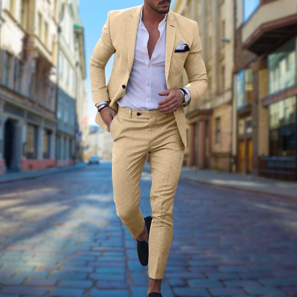 Heren - Elegante Slim Fit Pak - Hoogwaardige Stof - Perfect voor Formele Gelegenheden