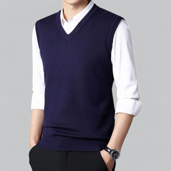Heren - Mouwloos Vest - Zachte Stof & V-Hals - Perfect voor Stijlvolle Layering