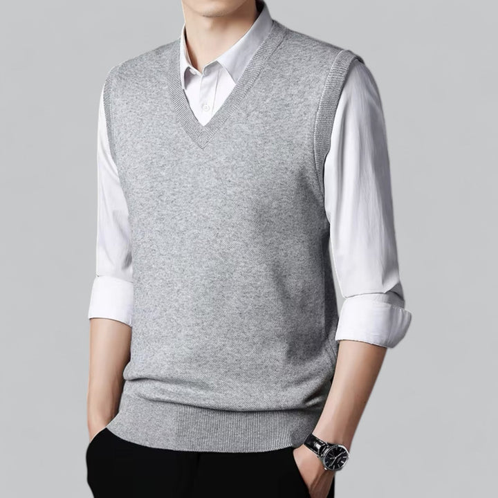 Heren - Mouwloos Vest - Zachte Stof & V-Hals - Perfect voor Stijlvolle Layering