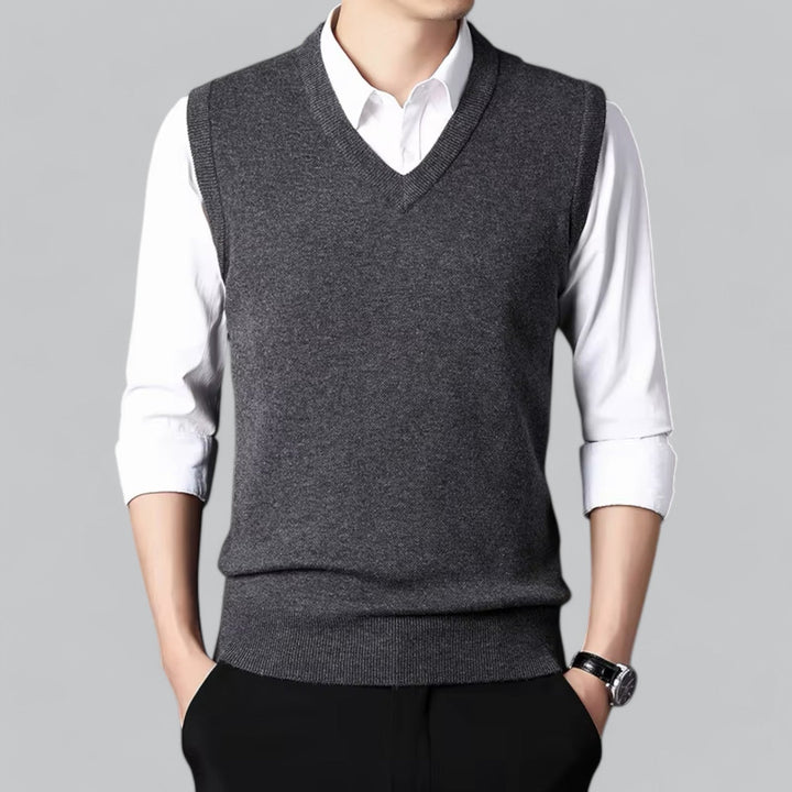 Heren - Mouwloos Vest - Zachte Stof & V-Hals - Perfect voor Stijlvolle Layering