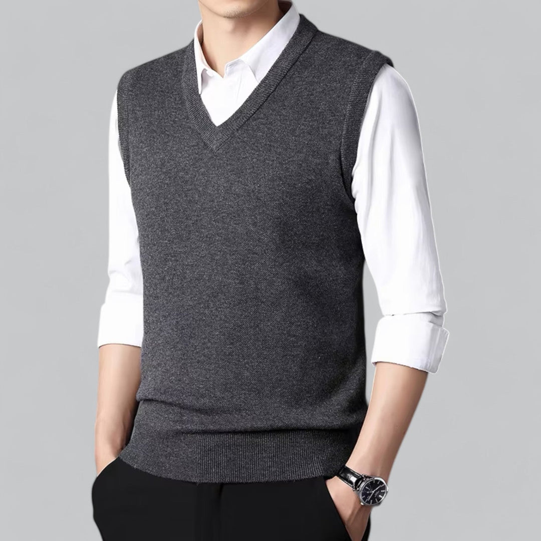 Heren - Mouwloos Vest - Zachte Stof & V-Hals - Perfect voor Stijlvolle Layering