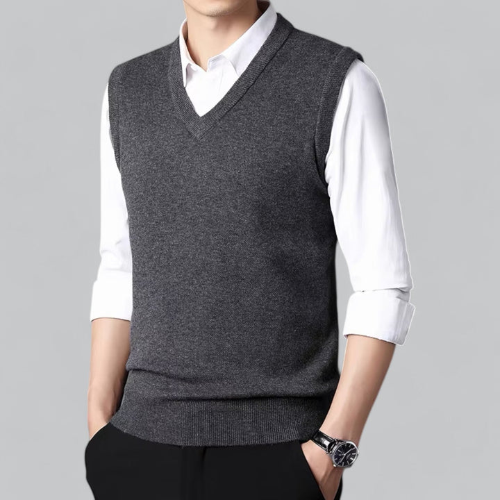 Heren - Mouwloos Vest - Zachte Stof & V-Hals - Perfect voor Stijlvolle Layering