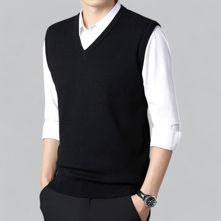 Heren - Mouwloos Vest - Zachte Stof & V-Hals - Perfect voor Stijlvolle Layering