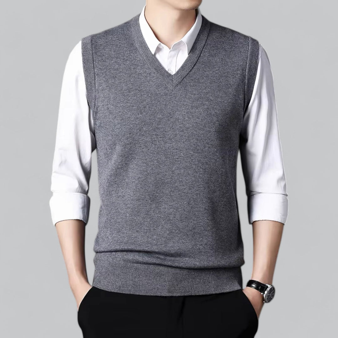 Heren - Mouwloos Vest - Zachte Stof & V-Hals - Perfect voor Stijlvolle Layering