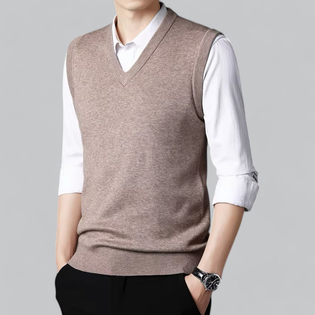Heren - Mouwloos Vest - Zachte Stof & V-Hals - Perfect voor Stijlvolle Layering