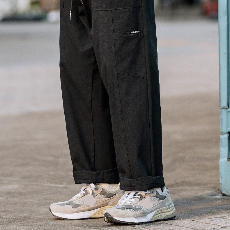 losse katoenen broek met wijde pijpen