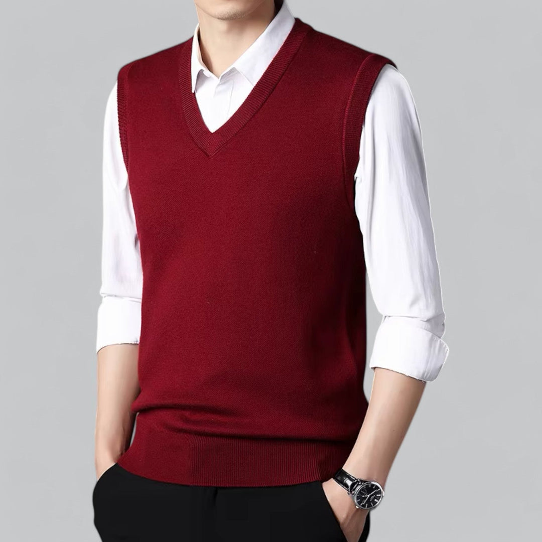 Heren - Mouwloos Vest - Zachte Stof & V-Hals - Perfect voor Stijlvolle Layering