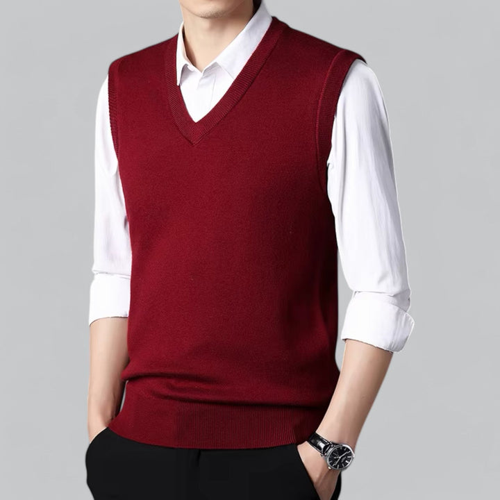 Heren - Mouwloos Vest - Zachte Stof & V-Hals - Perfect voor Stijlvolle Layering