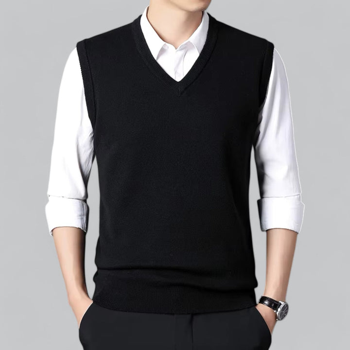 Heren - Mouwloos Vest - Zachte Stof & V-Hals - Perfect voor Stijlvolle Layering