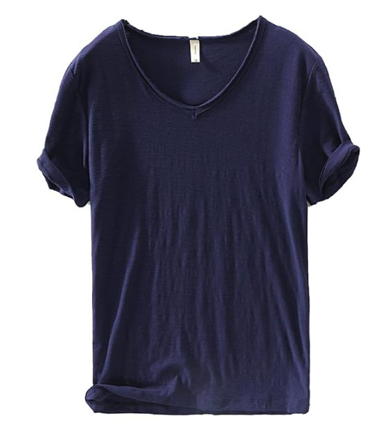 Heren - Shirt met V-hals - Linnen Katoenmix - Stijlvolle Vrijetijdskleding voor Comfort en Klasse