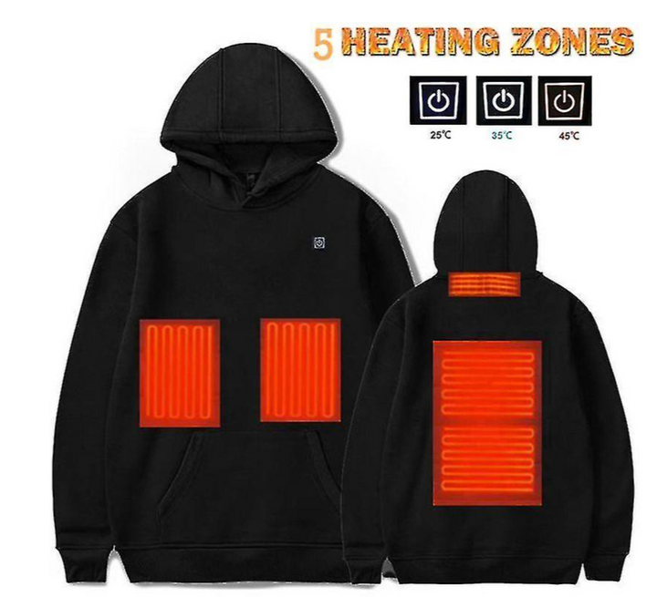 Heren - USB verwarmde hoodie - Lichtgewicht sweatshirt met capuchon - Ideaal voor koude dagen en buitenactiviteiten