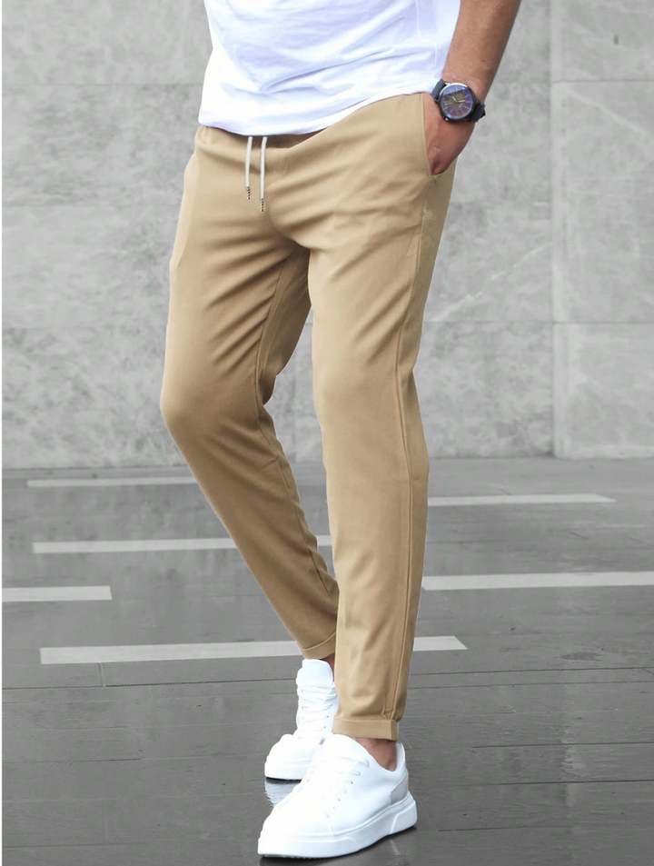 Heren - Premium Stretch Slim Fit Broek met Trekkoord - Comfortabele Effen Kleur - Ideaal voor Elke Gelegenheid