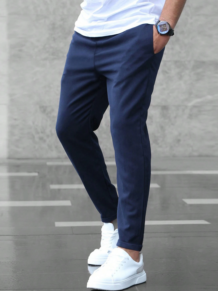 Heren - Premium Stretch Slim Fit Broek met Trekkoord - Comfortabele Effen Kleur - Ideaal voor Elke Gelegenheid