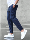Heren - Premium Stretch Slim Fit Broek met Trekkoord - Comfortabele Effen Kleur - Ideaal voor Elke Gelegenheid