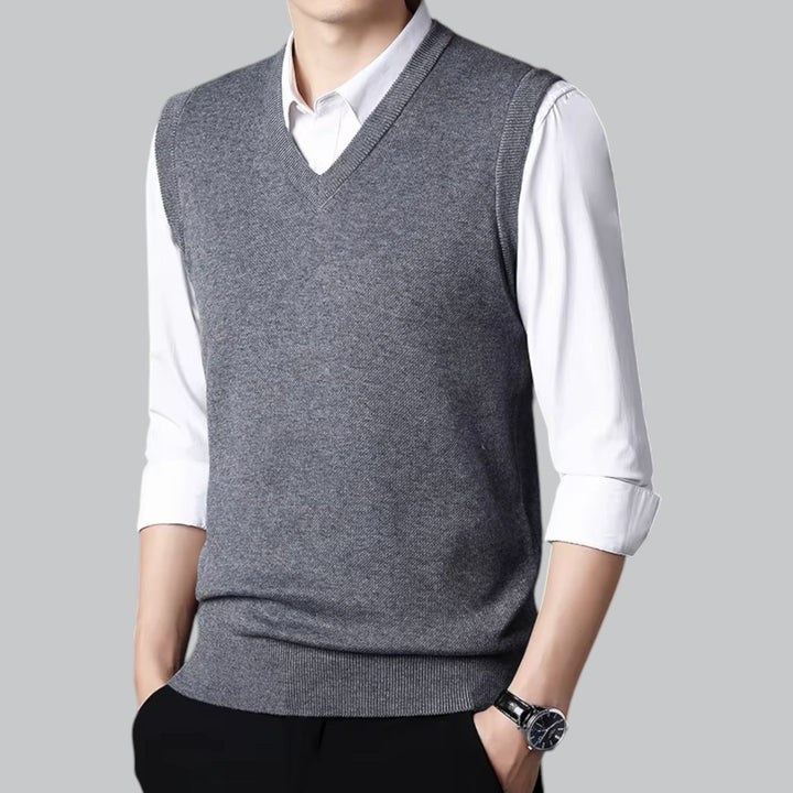 Heren - Mouwloos Vest - Zachte Stof & V-Hals - Perfect voor Stijlvolle Layering