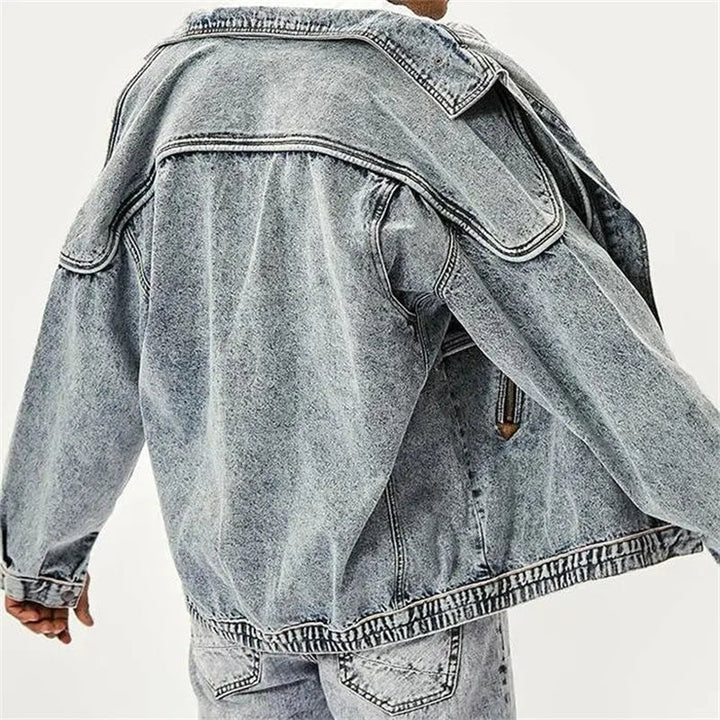 slim-fit moto denim jack