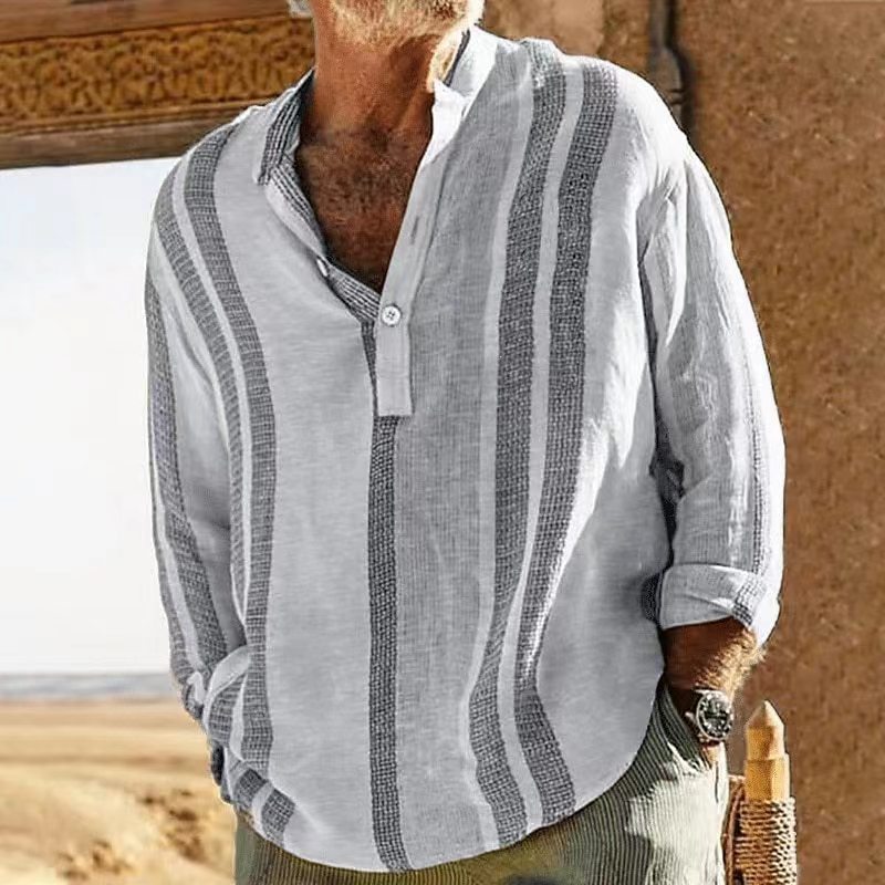 Heren - Shirt met Lange Mouwen - Katoen en Linnen - Stijlvolle Casual Look