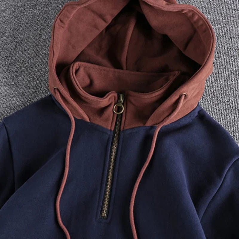 Heren - Tweekleurige Hoodie - Comfortabele Katoen - Stijlvolle Casual Outfit voor Elke Gelegenheid