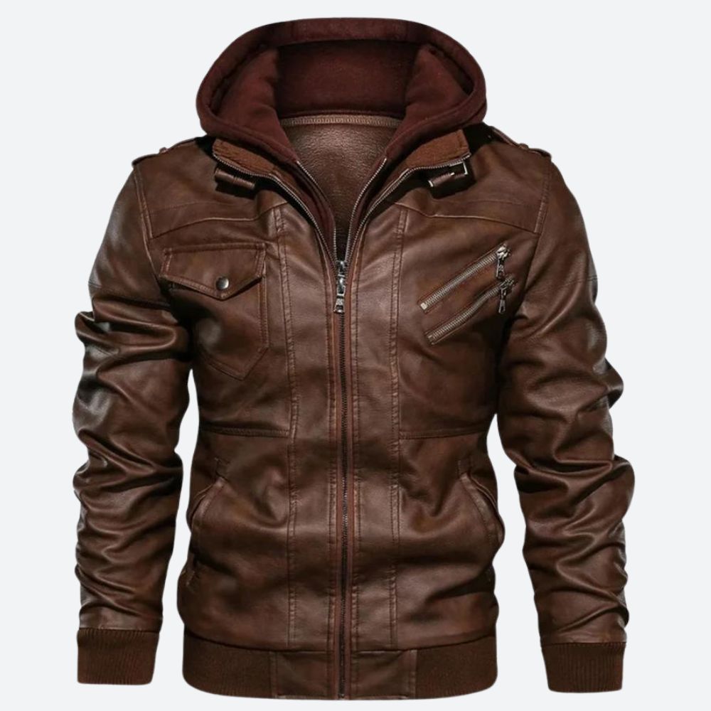 Heren Leren Jack - Comfortabel met Capuchon - Stijlvolle Lederlook voor Elke Gelegenheid