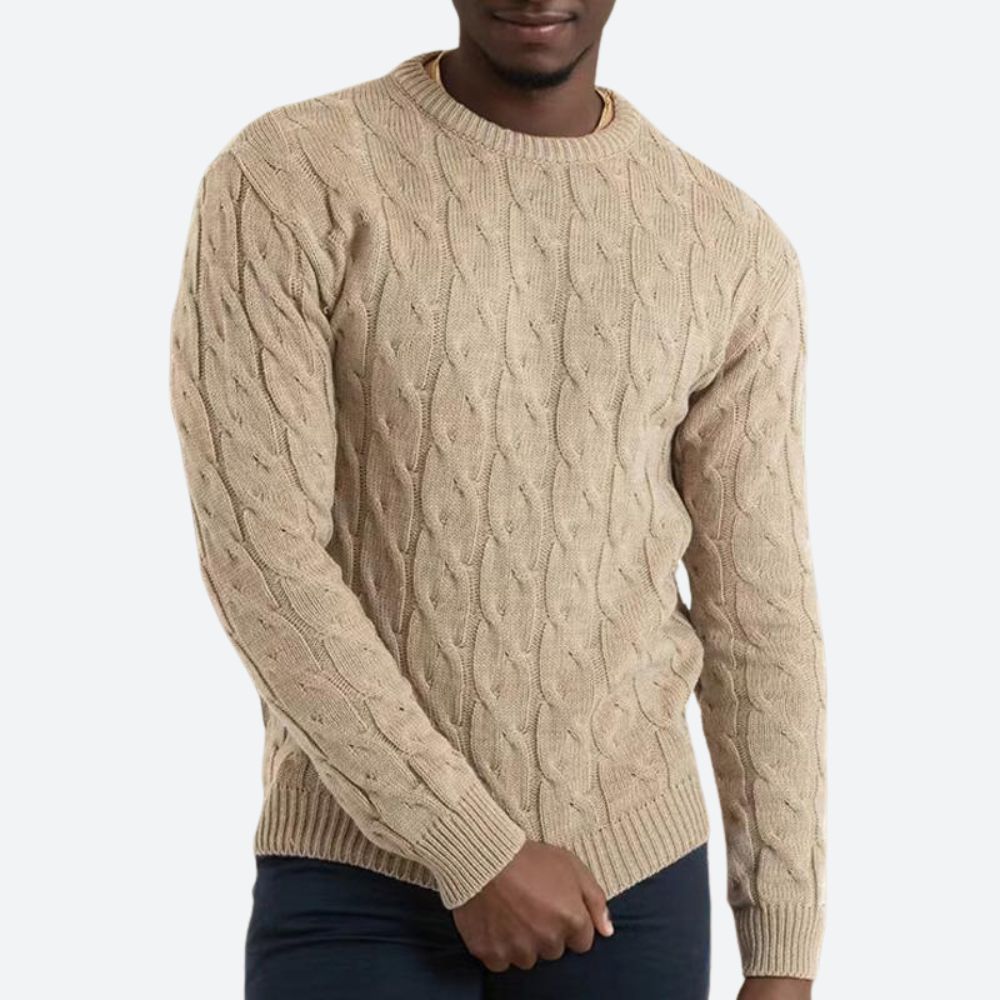 Heren – Pullover – Mit verdrehtem Rundhalsausschnitt – Stylischer, bequemer Strickpullover für jeden Anlass