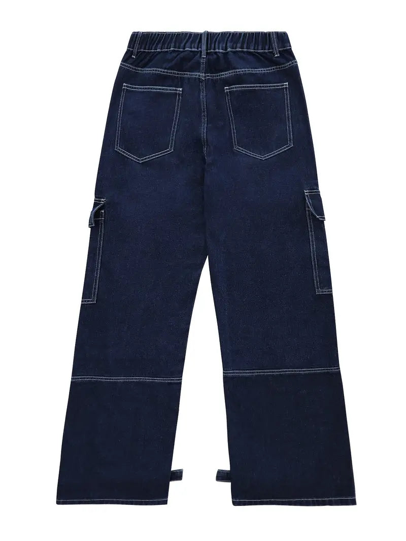 Denim gerade Baggy Hosen