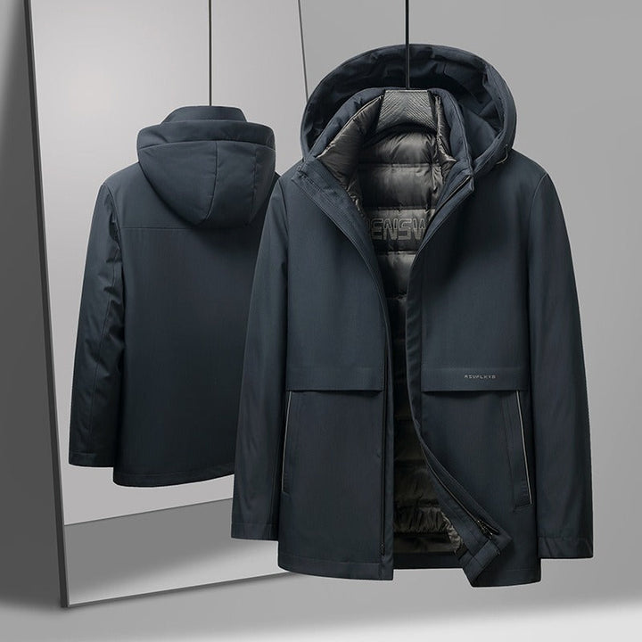 Heren - Winter donsjack - Gevoerde, winddichte parka met capuchon - Warme outdoorjas voor koude dagen