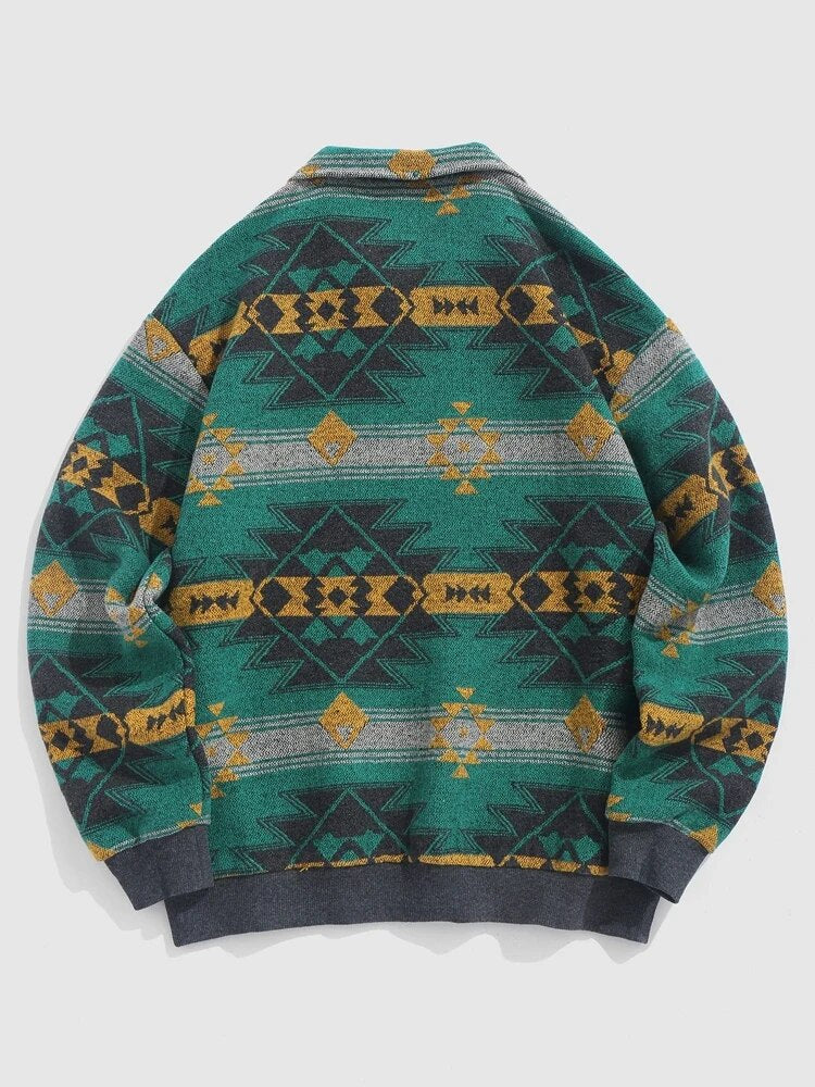 Azteekse Jacquard Coltrui Sweatshirt