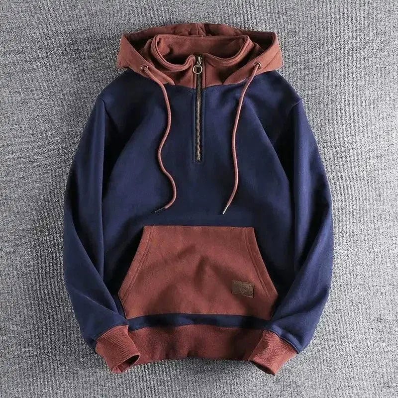 Heren - Tweekleurige Hoodie - Comfortabele Katoen - Stijlvolle Casual Outfit voor Elke Gelegenheid