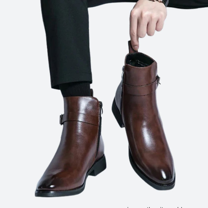 Heren - Enkellaarsjes - Elegante Leren Boots - Stijlvolle Schoenen voor Elke Gelegenheid