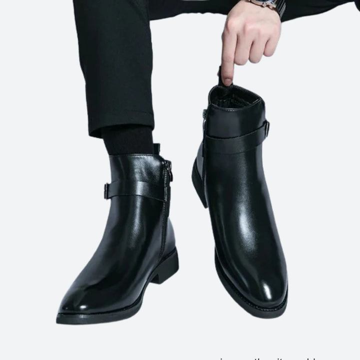 Heren - Enkellaarsjes - Elegante Leren Boots - Stijlvolle Schoenen voor Elke Gelegenheid