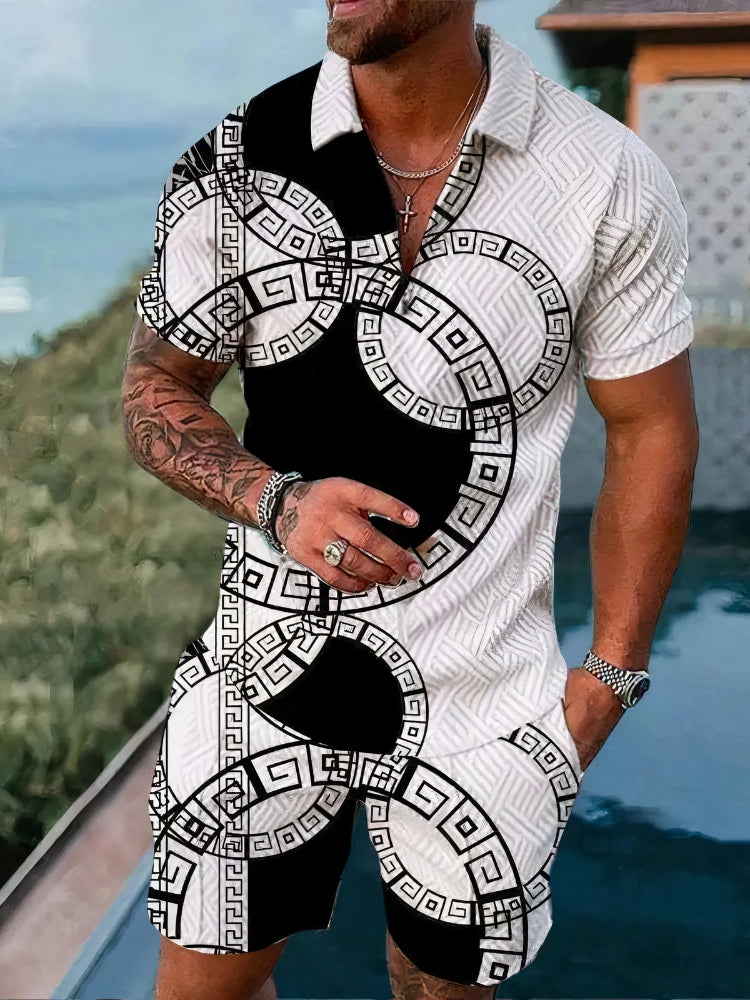 Heren - Casual zomerset - met grafische prints - Perfect voor elke gelegenheid